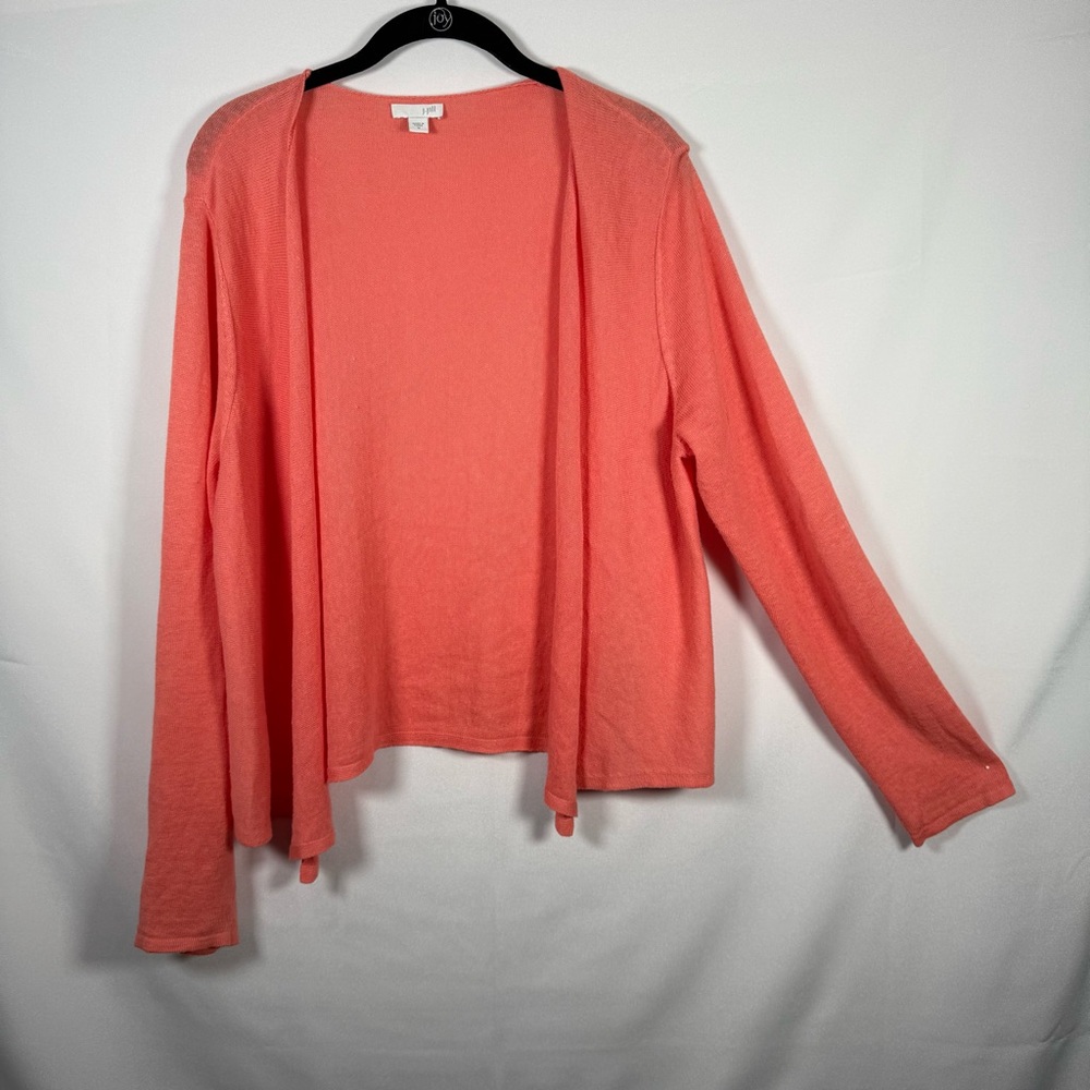 J. Jill‎ Vibrant Coral Pink Knit Cardigan Sz M